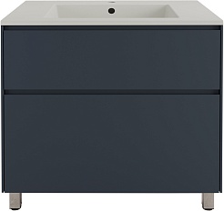 Style Line Тумба с кварцевой раковиной жасмин Лима 80 Plus эмаль графит матовая – фотография-1